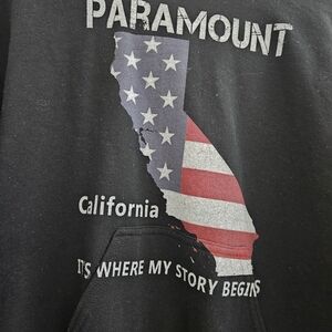 Paramount California Flag Graphic Hoodie - Black with Red, White & Blue Print